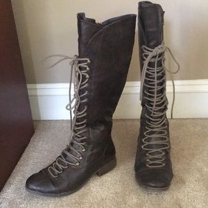 Knee high lace up boots